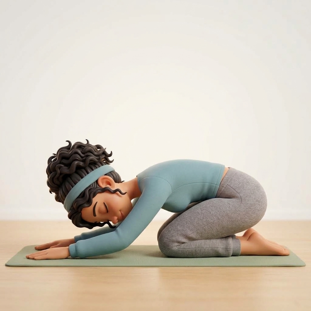 Tar Pit Yoga Mascot - Supported Child's Pose