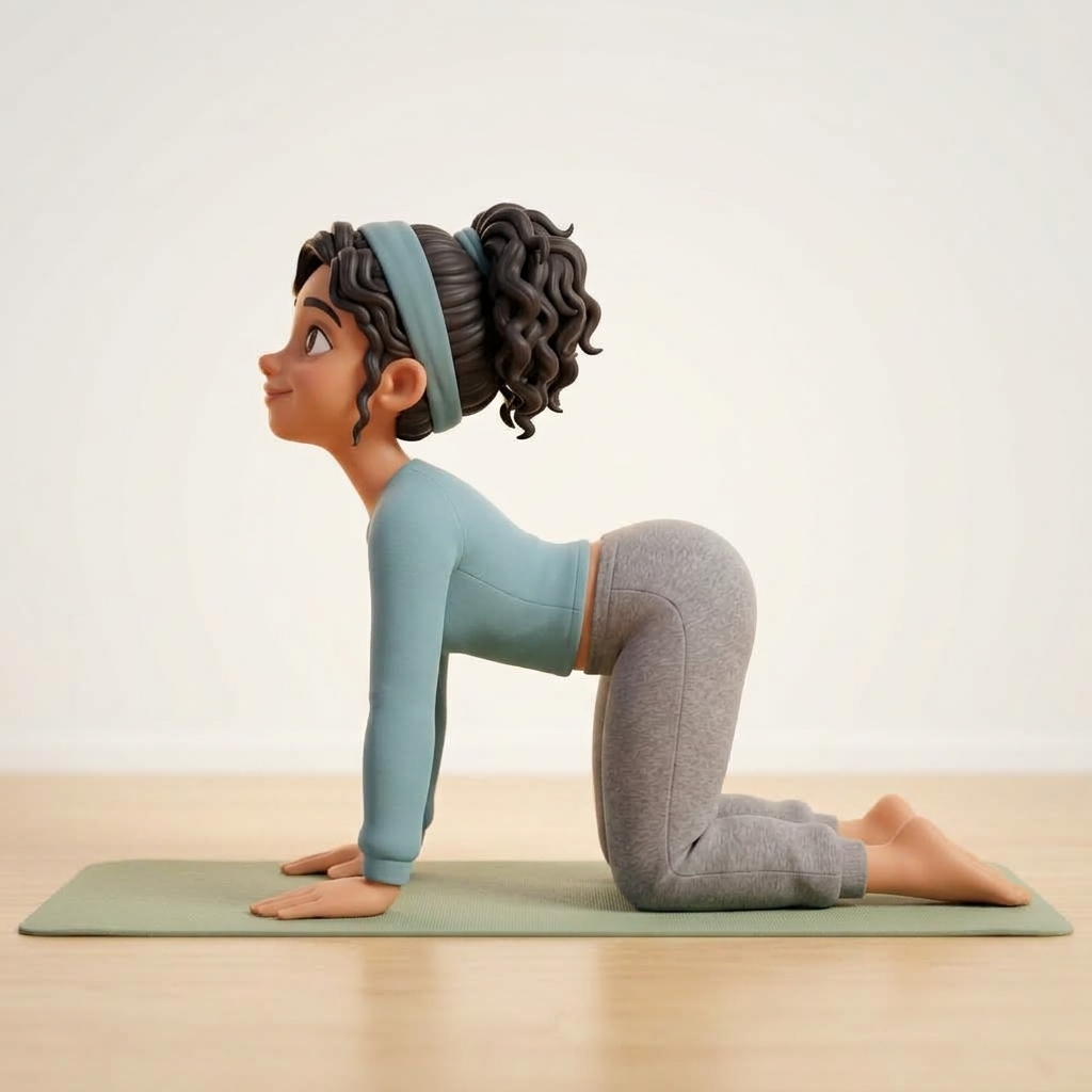 Tar Pit Yoga Mascot - Cat Cow Pose for Lower Back Pain